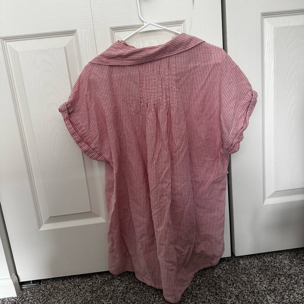 Casual Striped Button-Down Shirt in Pink - Picture 2 of 3